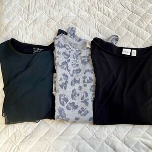 3 Chico's Black and Animal Print Tops Bundle size 2 (12 large)